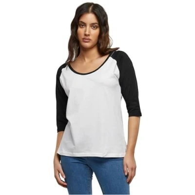 Imagen de Urban Classics Ladies 3/4 Contrast Raglan TEE Camiseta estampada, Mujer, Talla: Medium, White/black