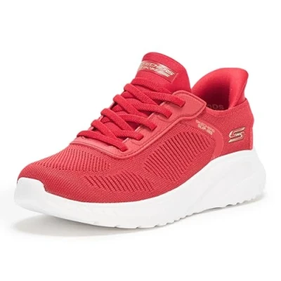 Imagen de Skechers Zapatos deportivos sin cordones Bobs Squad Chaos Current Muse para mujer, Rojo , 37 EU