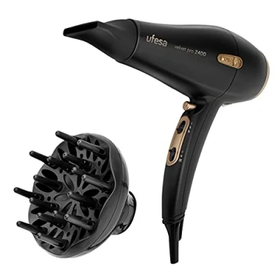 Imagen de Secador Ufesa SC8450, 2400 W, Iónico con Difusor, 2 Velocidades, Negro