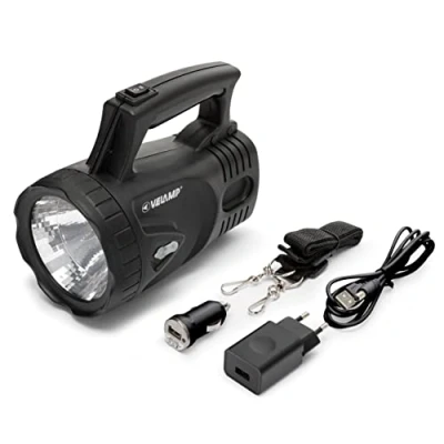 Imagen de Velamp ICARO Linterna Antorcha LED 170lumen (3W), Lámpara Recargable. Batería de Litio. para Camping, Pesca, Trekking, emergencias, súper Equipado, 3 W, Gris Antracita, Inconnu
