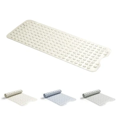 Imagen de Good Nite Alfombrilla de baño Larga Antideslizante con ventosas Extra Grandes para un Seguro, antimoho, Lavable a máquina, Parte Trasera Goma Gruesa Suave, 101 x 40 cm, Color Beige