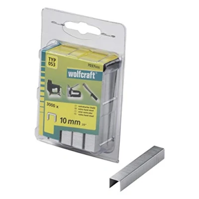 Imagen de wolfcraft Grapa de lomo ancho, acero extra duro, tipo 053 I 7037000 Ideales para fijar telas, tejidos y listones madera delgados