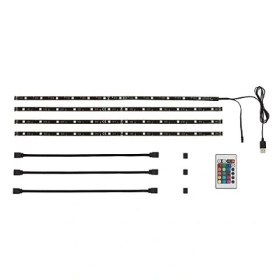 Imagen de Briloner Leuchten 2353 024, 2 m LED TV iluminación, cinta de LED, tira fondo, Listón, luz USB, autoadhesivo, intensidad regulable, RGB, plástico, Negro, 50 x 10 3 cm