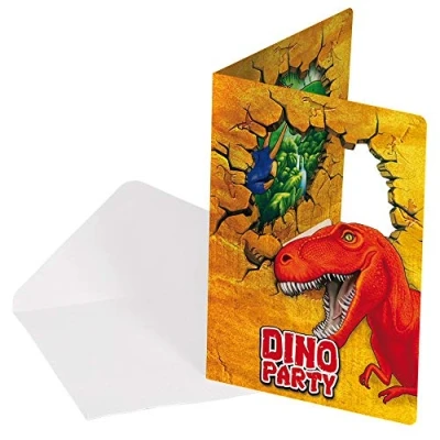 Imagen de Folat Invitaciones de dinosaurios 6 piezas, Multicolor