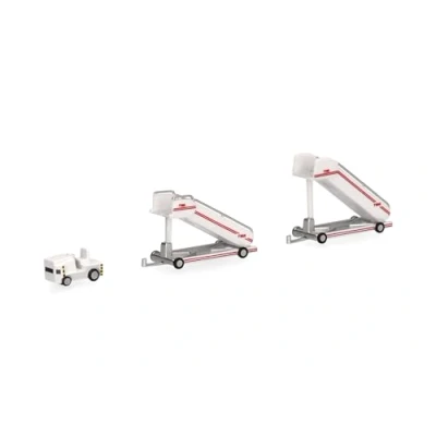 Imagen de Herpa Accesorios TWA Escalera histórica de pasajeros (2 Piezas) con remolcador (1 Pieza) Miniatura en Escala 1:200, artículo coleccionista, para modelismo, plástico