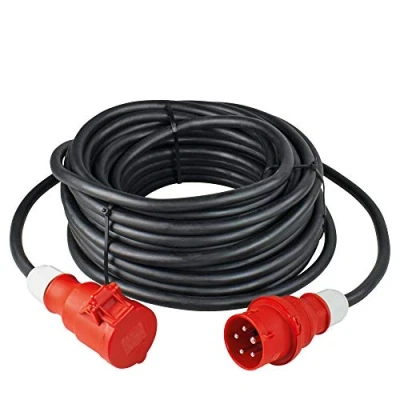 Imagen de as Schwabe TechnikProdukte Prolongación de uso intensivo Enchufe CEE y toma (400 V / 16 A 11 kW) 25 m 5 polos con cable goma H07RN F 5G2,5 IP44 Negro