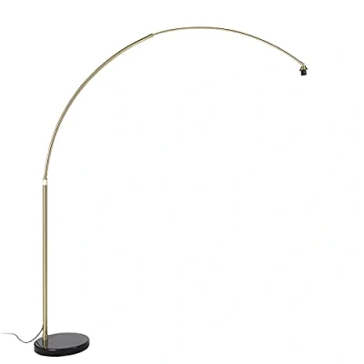 Imagen de QAZQA Moderno Lámpara de arco latón base mármol negro ajustable XXL Acero/Mármol Alargada Adecuado para LED Max. 1 x 60 Watt