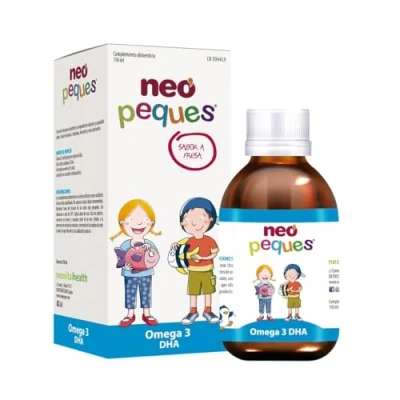 Imagen de NEO PEQUES Jarabe Infantil Omega 3 DHA 150 ml Ayuda A Mejorar la Concentración Base de y Vitaminas Delicioso Sabor Fresa