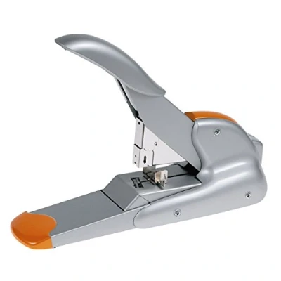 Imagen de RAPID 21698301 Grapadora de gruesos y especiales con tecnología Flat Clinch modelo DUAX color plata/naranja