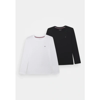 Imagen de Tommy Hilfiger TEE Unisex 2 PACK Camiseta de manga larga para niños, Talla: 8 10a, Desert sky/white