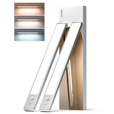 Imagen de EZVALO LED Cocina Bajo Mueble 30cm, Luz con Sensor de Movimiento, 1900mAh Nocturna Recargable 3 Temperaturas Color, Niveles Brillo 2 Piezas