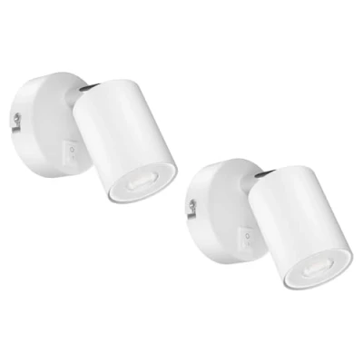 Imagen de ledscom.de 2 focos de pared WAIKA, una llama, con interruptor, GU10, blanco mate, incl. lámpara LED GU10 535lm,