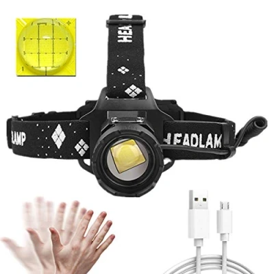 Imagen de WINDFIRE Linterna Frontal LED USB Recargable Lámpara de Cabeza 8000 Lúmenes, 6 Modos Luz Faro Extraíble, IPX4 Impermeable pare Nocturno, Camping, Pesca, Ciclismo