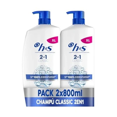 Imagen de H&amp;S Classic Champú Y Acondicionador Anticaspa 2en1 2X800ml, Con Dispensador. Hasta 100% De Protección Anticaspa. Para Todo Tipo Pelo Cuero Cabelludo. Uso Diario. Limpieza Profunda