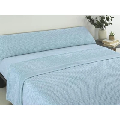 Imagen de Donegal Collections Juego de Sabanas Coralina Cama 135 3 Piezas Sabana Bajera Ajustable, Encimera y Funda Almohada x 190 Invierno Azul