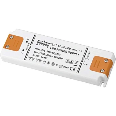 Imagen de Goobay LED Transformador 230V (AC) a 12 voltios (DC) de 0,5 hasta 20 vatios para lámparas