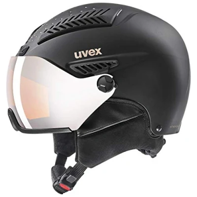 Imagen de uvex hlmt 600 visor, casco de esquí robusto unisex, con visera, ajuste talla individualizado, wmn black matt, 55 57 cm