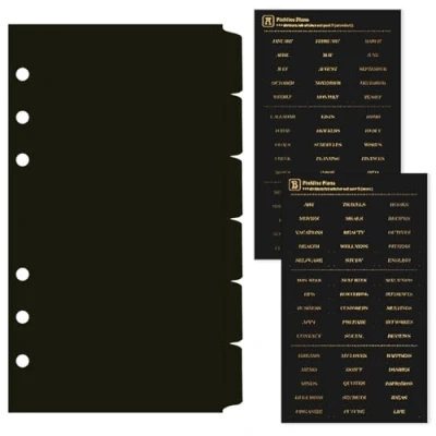Imagen de DY.2ten 6 Hojas A6 Separadores Archivador Anillas,Negro fichas de índice plástico,Índice Clasificaciones,Divisores Carpeta Anillo A6(17cm x 9.4cm)