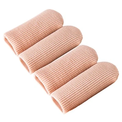 Imagen de Makhry 4pcs Ajustable Cuttable Gel Dedo del Pie y Tapa Forrado Toe Cubre Mangas Acanalado Knit Caps Silopad Digital para Dedos/Dedos (XL)