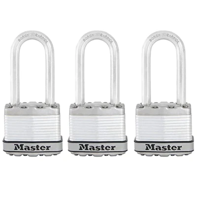 Imagen de MASTER LOCK Candado Alta Seguridad [Llaves] [Acero Laminado] [Exterior] [Arco M] M1EURTRILH Ideal para Portales, Garages, Sótanos