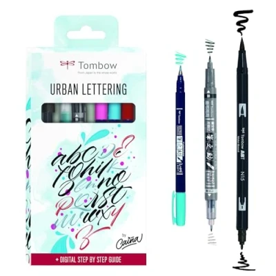 Imagen de Tombow Urban LS WSBHS Set de caligrafía y escritura a mano con rotuladores Fudenosuke Brush Pen ABT Dual pincel para depósito agua e instrucciones Iván Caiña