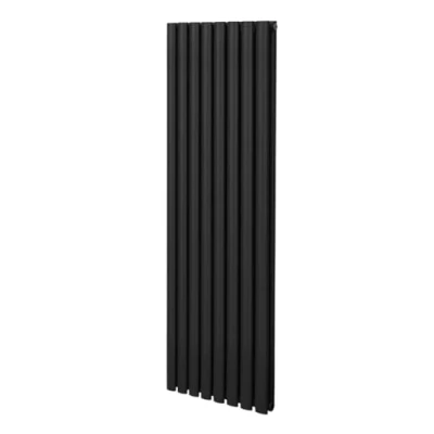Imagen de Radiador de Columna Ovalada 1600mm x 480mm Vertical Negro Acero Montado en pared Kit fijación y soportes + Cepillo limpieza GRATIS Calefacción estufa calefactor