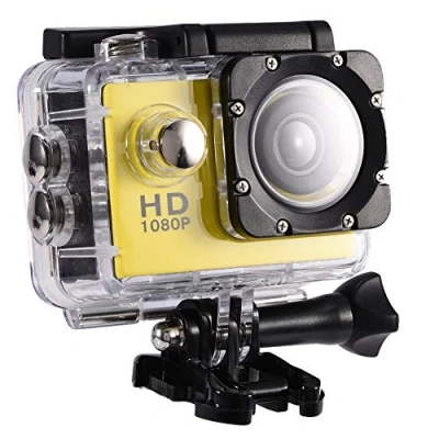 Imagen de Wakects Cámara de acción HD 1080P impermeable Action Cam sumergible 30 m, con funda (amarillo)