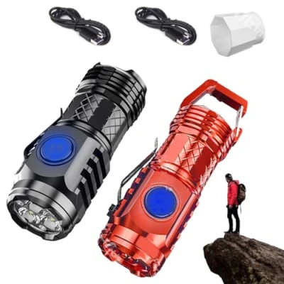 Imagen de Springmart Mini Flashlight, Three Eyed Monster Flash Super Power Thumb Sized Tactical Flashlight (Black+Red)