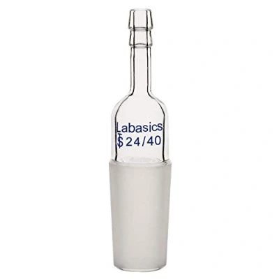 Imagen de Labasics Adaptador Recto de Vidrio, Vidrio Entrada con Junta Macho 24/40 y 8mm Conexión Manguera Cristalería Laboratorio, Glass Straight Inlet Adapter