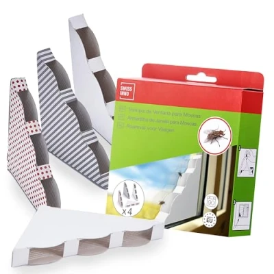 Imagen de SWISSINNO Trampa de Ventana para Moscas con diseño decorativo Higiénico, no tóxico y limpio, Respetuoso el medio ambiente, Seguro niños mascotas, 4x Trampas