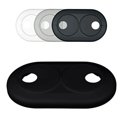 Imagen de Roseta doble para tuberias de calefaccion, distancia variable entre tubos, blanco, gris, negro, embellecedor, cubre tubos radiador, tapa (22mm, negro RAL 9005)