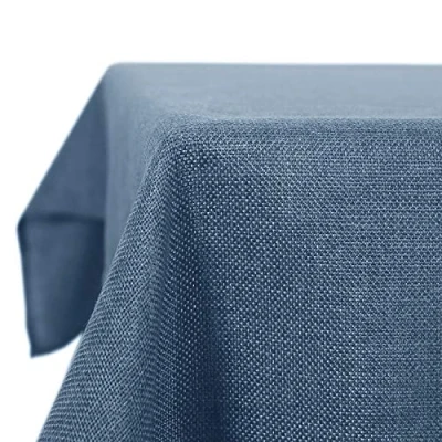 Imagen de Deconovo Mantel Mesa Rectangular para Comedor Cocina o Salón Efecto Lino 130 x 220 cm Azul