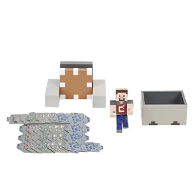 Imagen de Mattel Minecraft Vagoneta explosiva Figura articulada de Steve con accesorios juguete, regalo para niños +6 años
