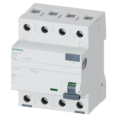 Imagen de 5SV43460 Interruptor Diferencial 4P Clase AC 30mA 63A 400 V