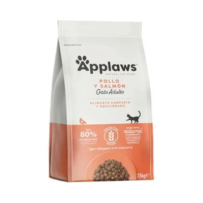 Imagen de Applaws Comida Seca Completa Natural de Pollo con Salmón para Gatos Adultos Bolsa Resellable 7.5 kg, 1 unidad