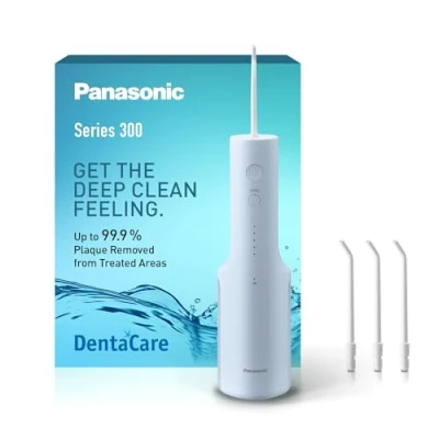 Imagen de Panasonic Serie 300 Irrigatore Orale EW DJ27 A303, Idropulsore per Denti, 200ml, IPX7, 4 Ugelli Standard, 5 Impostazioni di Pressione, Accessorio da Viaggio, Blu