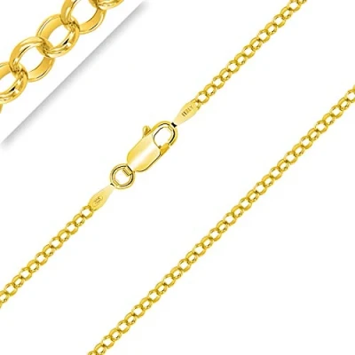 Imagen de PLANETYS Cadena de malla Jaseron Plata 925/1000 chapada en oro amarillo 18 quilates, ancho 2 mm, 40 45 50 55 60 65 70 cm, esterlina