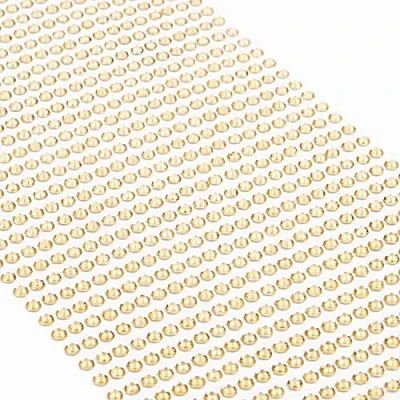 Imagen de Movoja Diamantes de imitación redondos y brillantes, autoadhesivos, para decorar hacer manualidades, 1200 unidades, 3 mm, color dorado