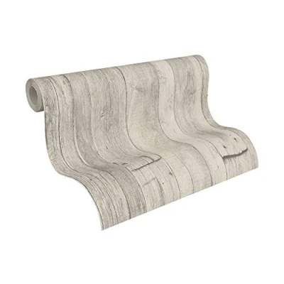 Imagen de A.S. Création Papel pintado Madera Elements tejido no 10.05 m x 0.53 Gris Beige Crema Fabricado en Alemania 959311 95931 1