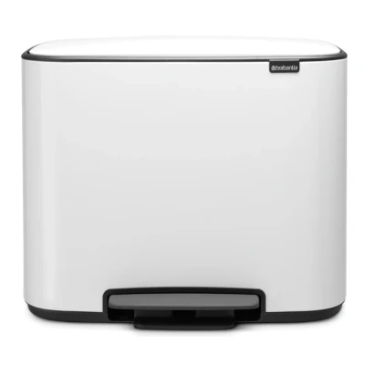 Imagen de Brabantia Bo Pedal Bin Cubo de basura 3 x 11 litros, Acero Inoxidable, Blanco, 54x36,4x44 cm