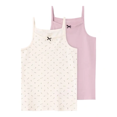 Imagen de Name it Nkfstrap Floral 2 PACK Camiseta interior para niños, Talla: 146/152, Buttercream