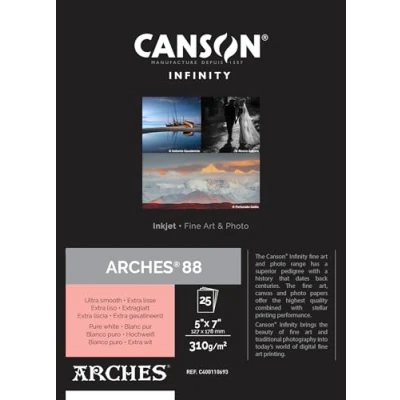 Imagen de Canson Infinity Arches 88 Caja 12,7x17,8 25 hojas 100% Satinado 310g Blanco Natural