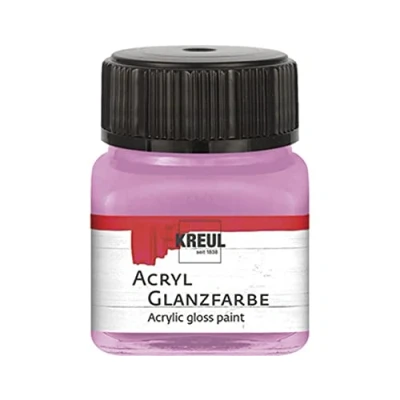 Imagen de KREUL 79206 pintura acrílica brillante, tarro de 20 ml en color rosado, lisa brillante para colorear y hacer manualidades, a base agua, resistente la saliva