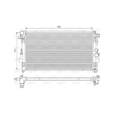 Imagen de VALEO 734887 Radiador, refrigeración del motor Aluminio 378 680 26 sin regulador de refrigerante Aletas soldadas