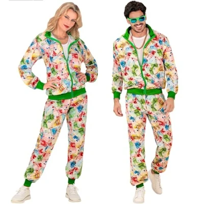 Imagen de W WIDMANN MILANO Party Fashion Disfraz de chandal, euro moda fiesta, billetes, traje dinero, casino, los 80, jogging, mal gusto, disfraces carnaval