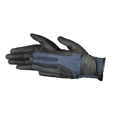 Imagen de PFIFF Mujer Elástico Guantes de equitación Guantes, Todo el año, Mujer, Color Negro/Azul, tamaño Medium