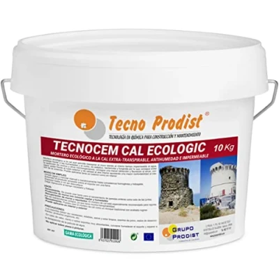 Imagen de TECNOCEM cal ECOLOGIC de Tecno Prodist (10 Kg) Mortero a la ecológico, Extratranspirable, antihumedad, impermeable, para enlucidos y revocos, fácil aplicación, color Blanco