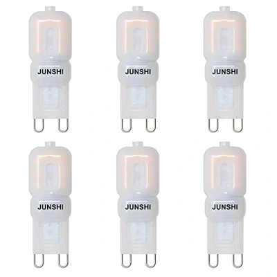 Imagen de JUNSHI Bombilla G9 LED,2.5W Equivalente a 20W Lampara Halógena,3000K Blanco Cálido,210 LM,AC220 240V,No Regulable,Paquete de 6