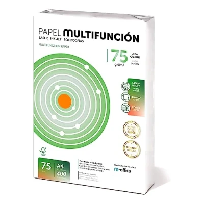 Imagen de Folios A4 75gr 400 hojas, Papel Multiusos Para Impresora, Impresoras Laser y de Inyección, Fotocopiadora, Fax, uso Oficina, Material Escolar, Paquete folios. m office (400 hojas,75gr)