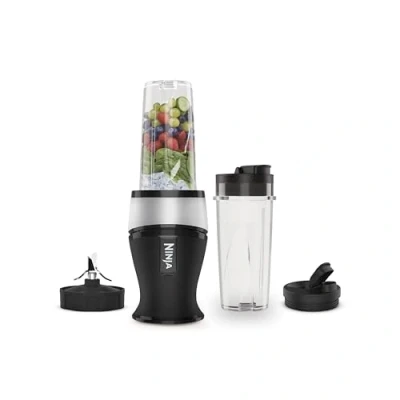 Imagen de Batidora de vaso Ninja QB3001EUS, 700 W, 0.47 l, 18000 rpm, 2 Vasos incluidos, Negro y Plata